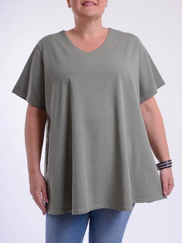 Basic Cotton Swing T Shirt - V Neck 10520