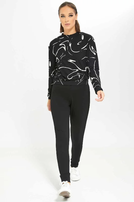 Women Black Printed Sweatshirt