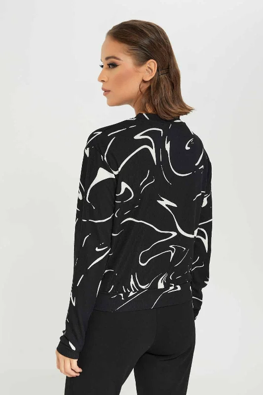 Women Black Printed Sweatshirt