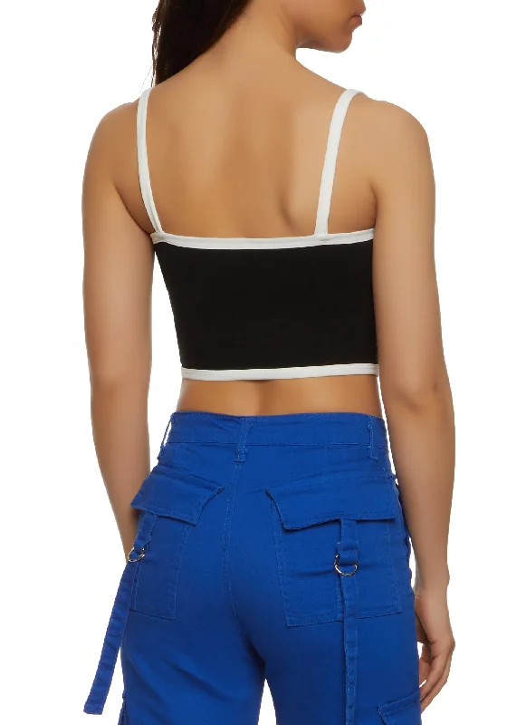 Contrast Binding Buckle Detail Crop Top