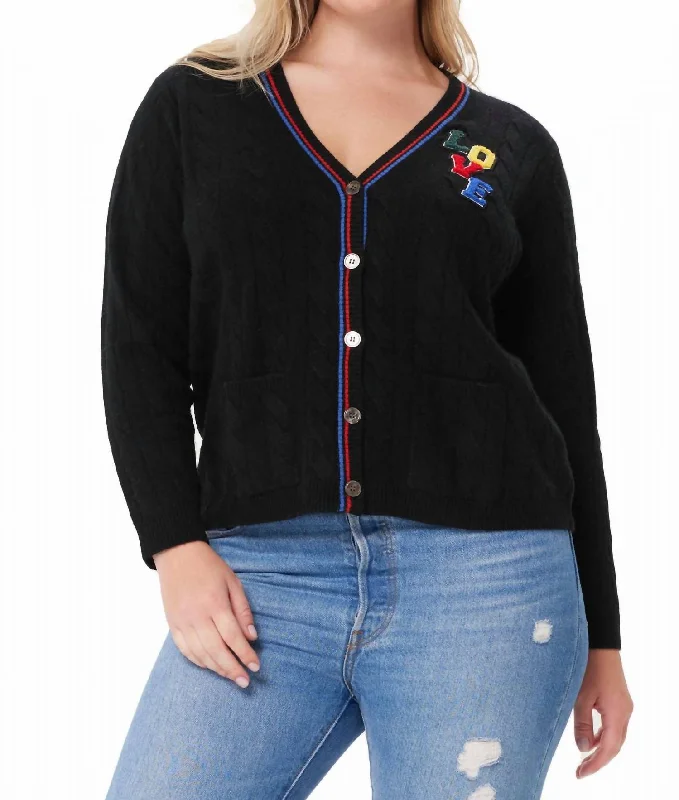 Cashmere Love Cable Cardi In Black