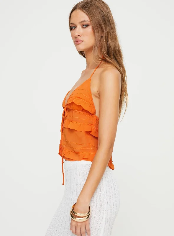 Chantria Top Orange Ruffle