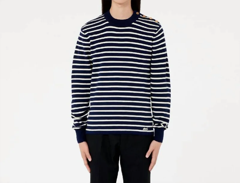 Crewneck Sailor Sweater In Blue/white Stripe