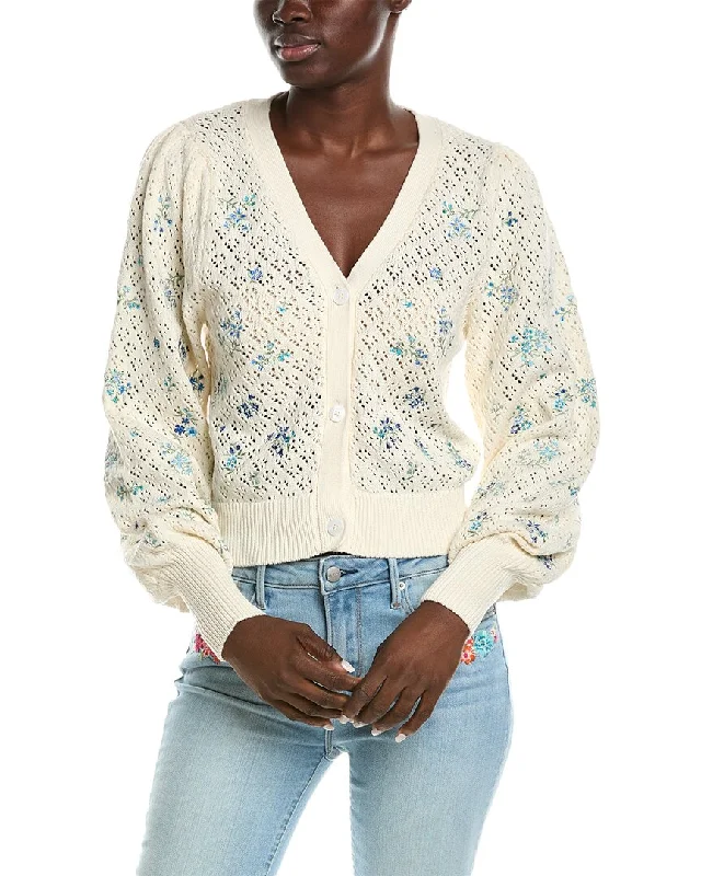 DRIFTWOOD DENIM Embroidered Eyelet Cardigan