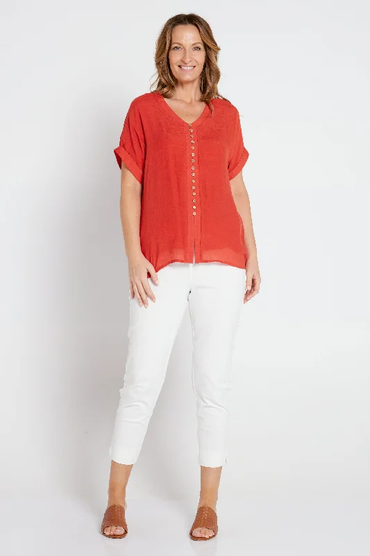 Gemma Top - Rust Red