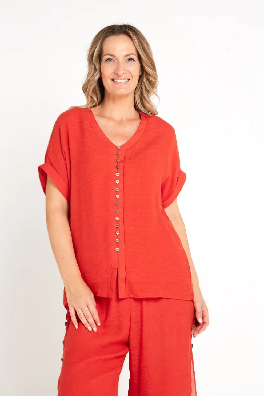 Gemma Top - Rust Red