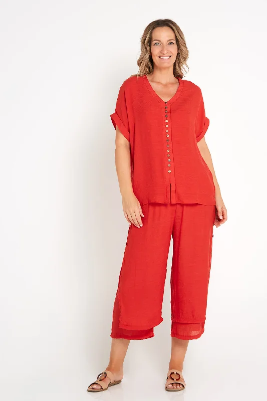 Gemma Top - Rust Red