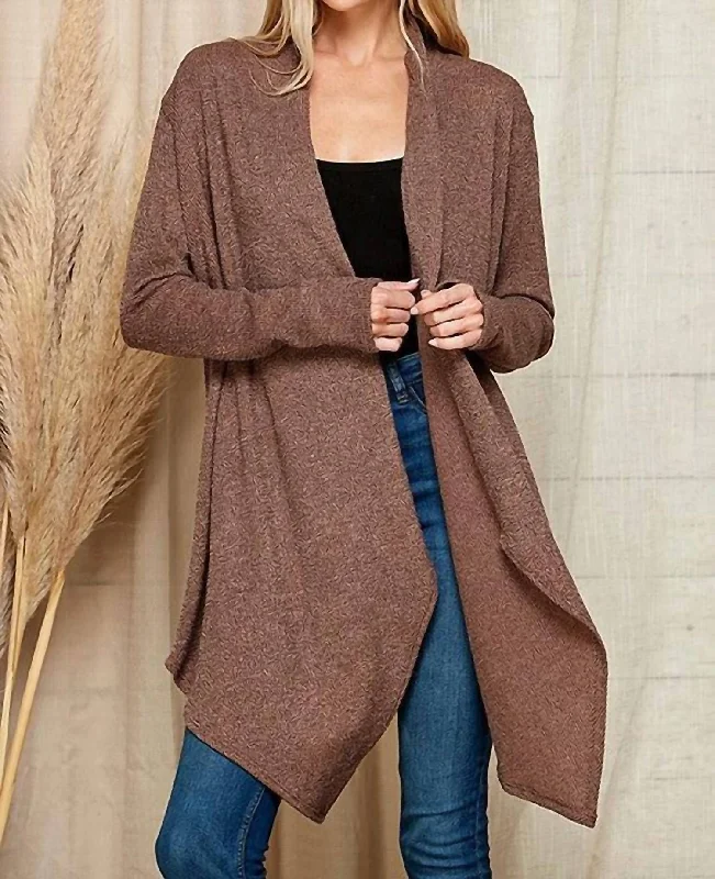 Gwen Draped Front Cardigan In Acorn