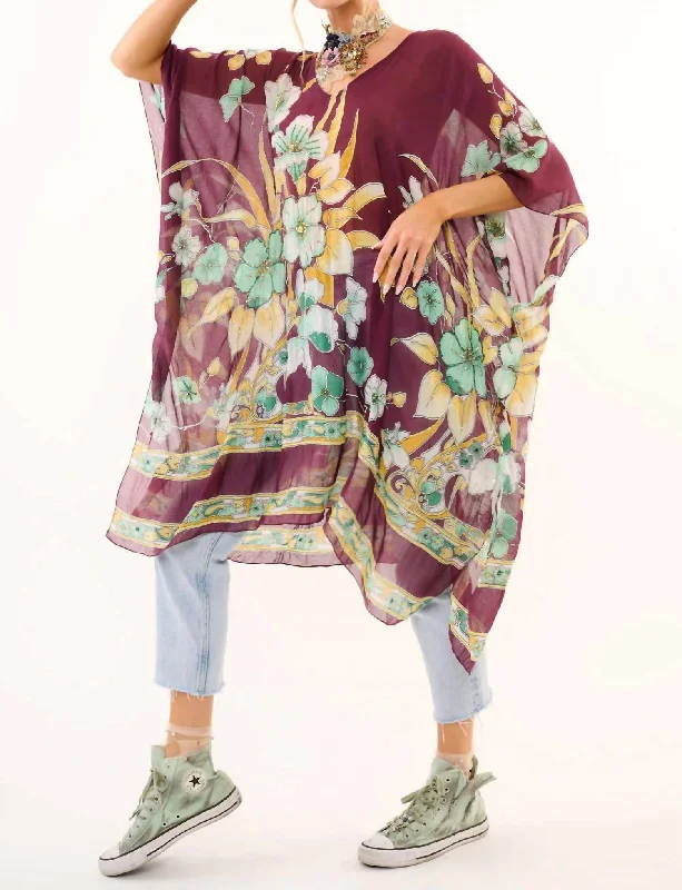 Hard To Resist Embellished Kimono In Plum Floral