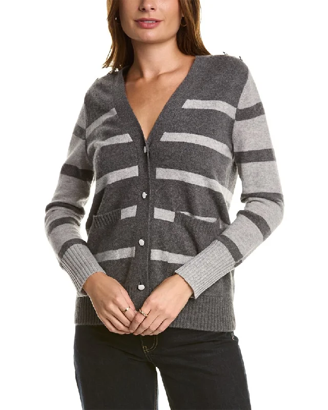 Kier + J Striped Cashmere Cardigan