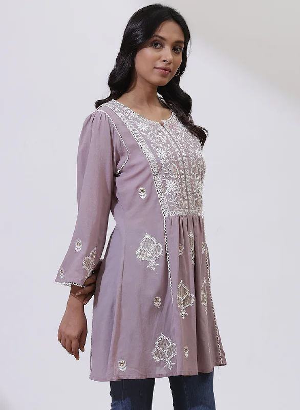 Lavender Nargis Collection Embroidered Tunic