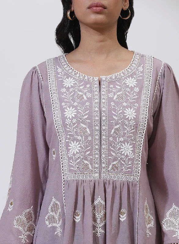 Lavender Nargis Collection Embroidered Tunic