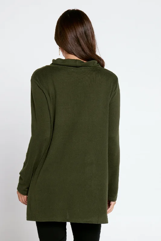 Lina Cowl Knit Tunic - Khaki