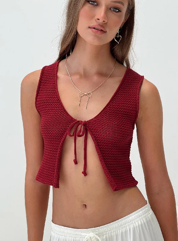 Lynette Knit Top Red