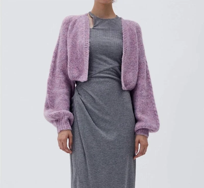 Mathilde Cropped Cardigan In Lavender