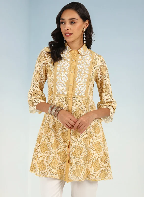 Mustard Lace Collared Tunic for Women