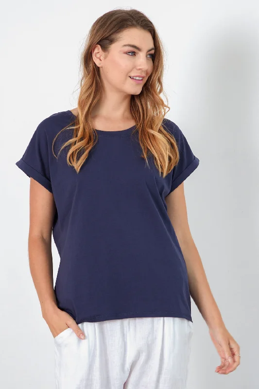 Nell Cotton Tee - Navy