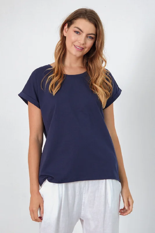 Nell Cotton Tee - Navy