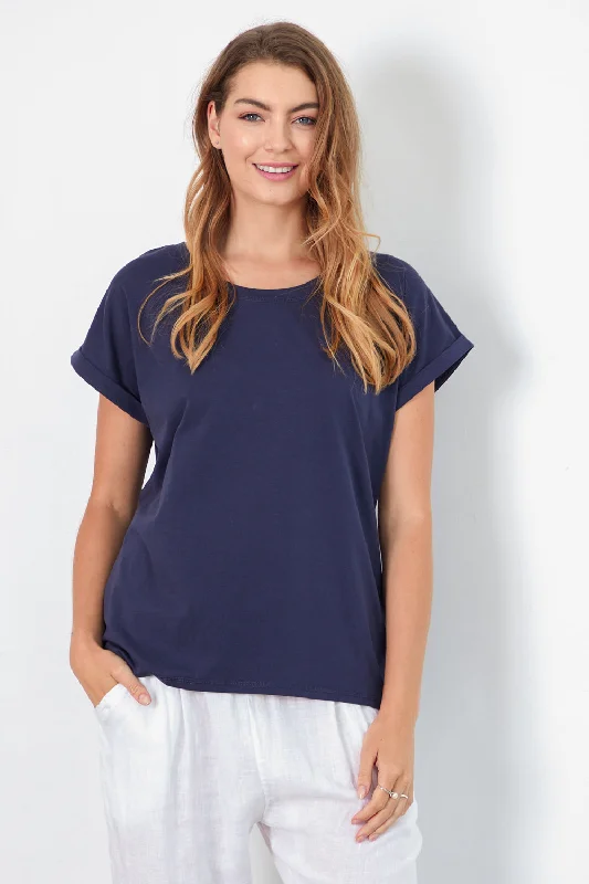 Nell Cotton Tee - Navy