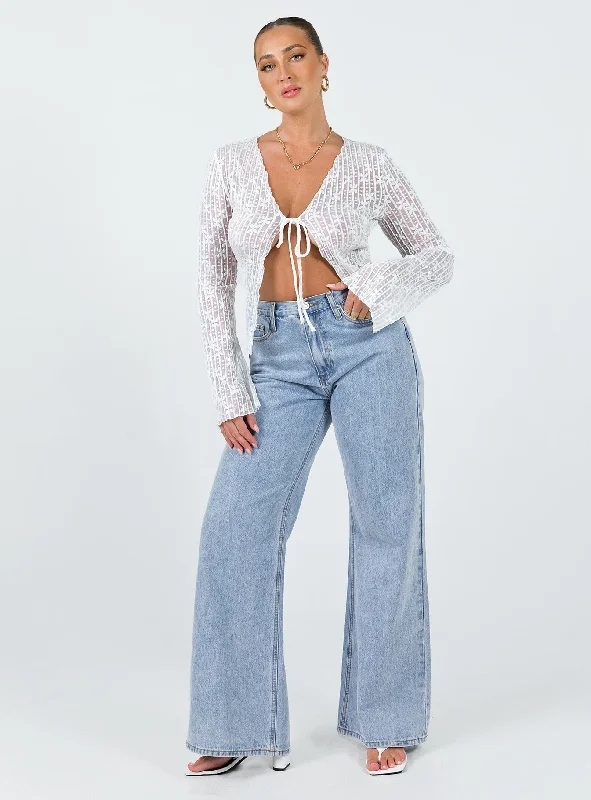 Nucci Lace Long Sleeve Top White