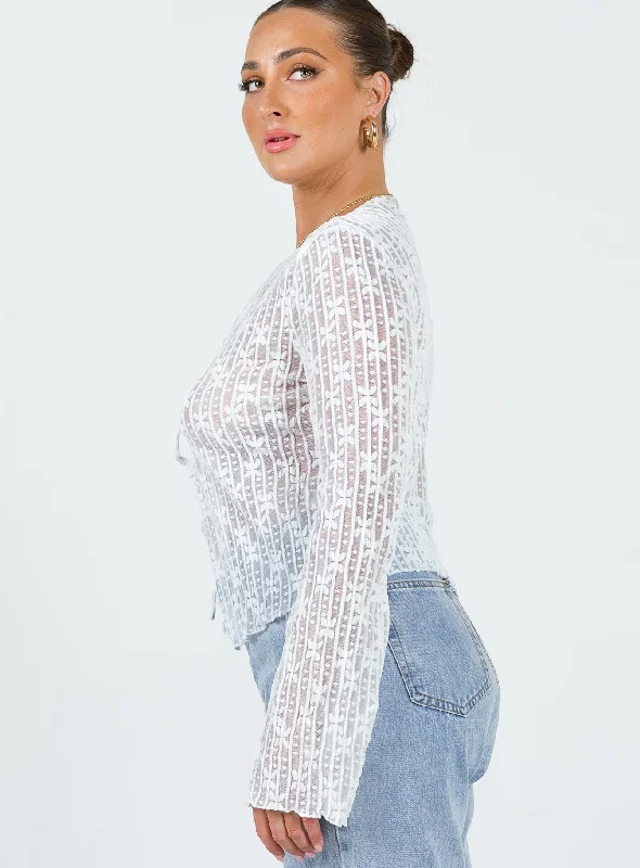 Nucci Lace Long Sleeve Top White