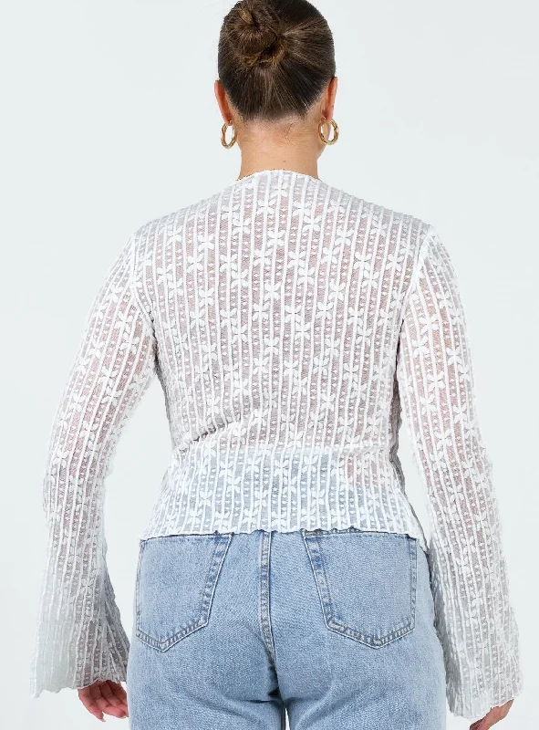 Nucci Lace Long Sleeve Top White