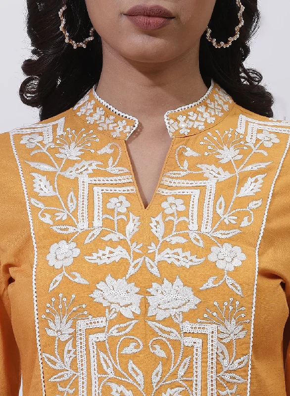 Orange Alora Collection Tunic With Crochet Work