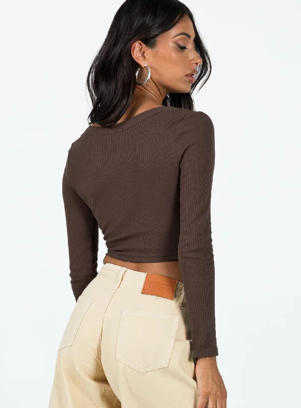 Laurina Long Sleeve Top Brown