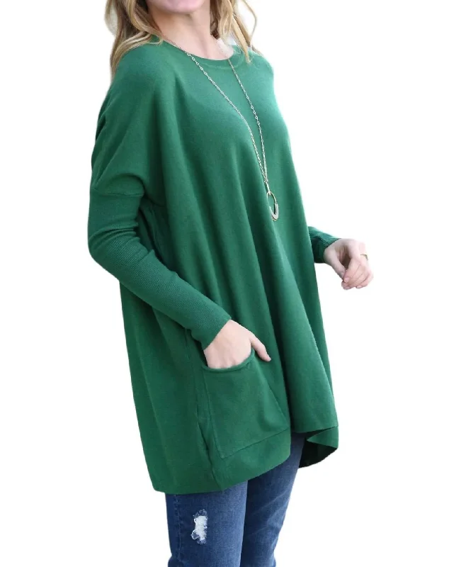 Oversized Sweater In Hunter Green