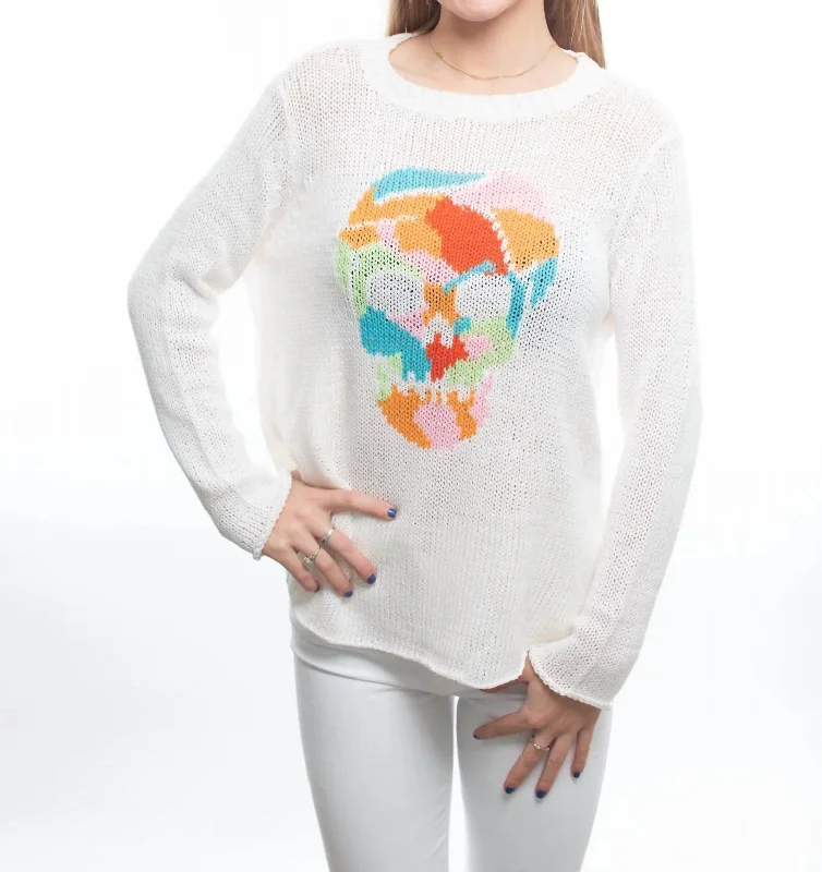 Rainbow Skull Sweater In Breaker White