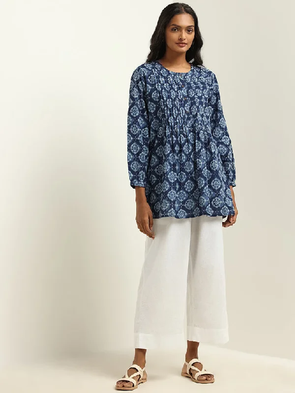 Utsa Blue Printed Kurti