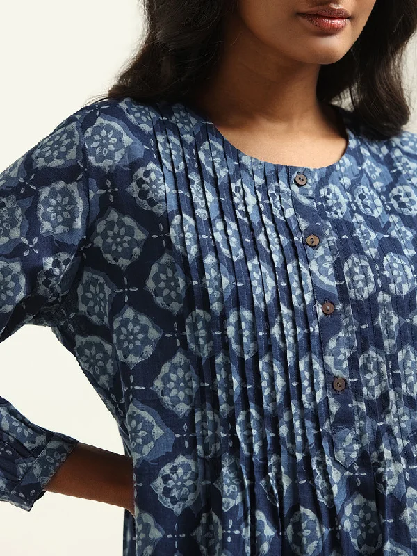 Utsa Blue Printed Kurti