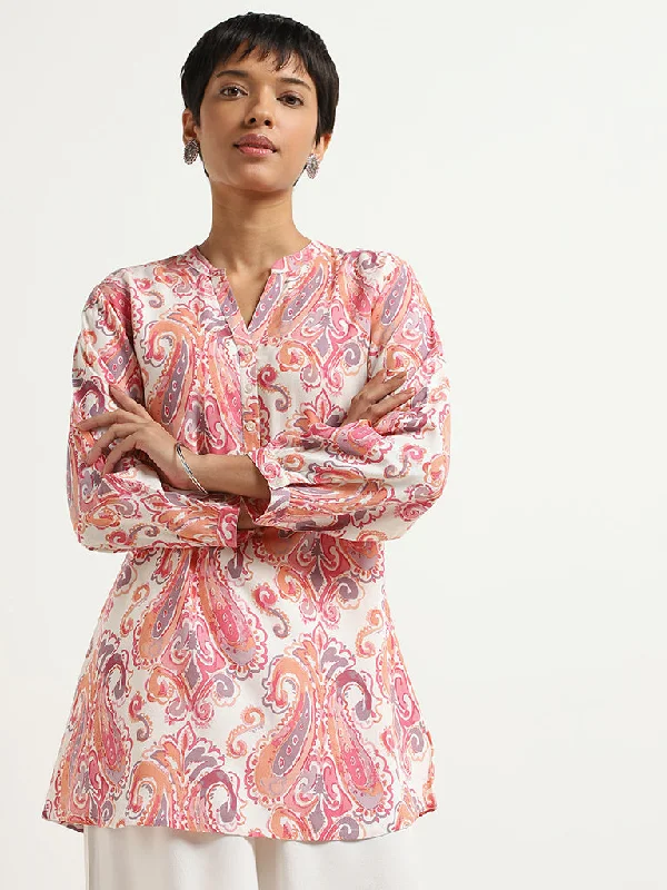 Utsa Pink Paisley Printed Cotton Kurti