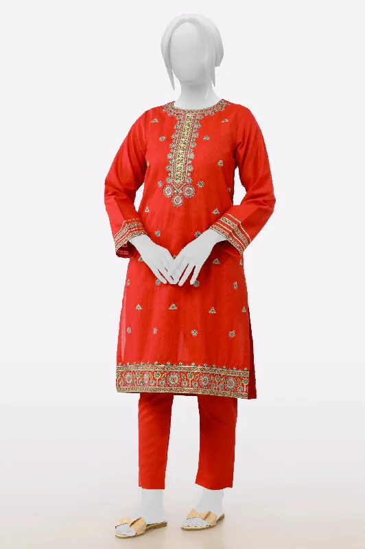 Red Embroidered 2PC