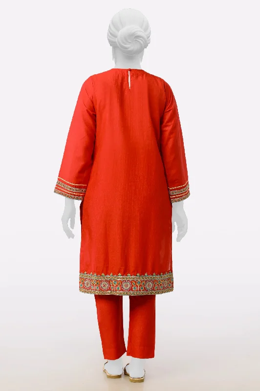 Red Embroidered 2PC