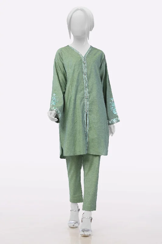 Green Embroidered 2PC