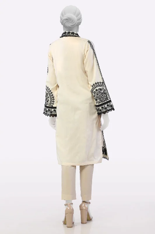 Beige Embroidered Kurti