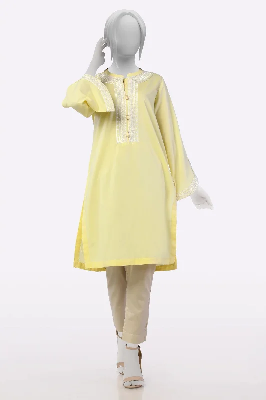 Yellow Embroidered Kurti