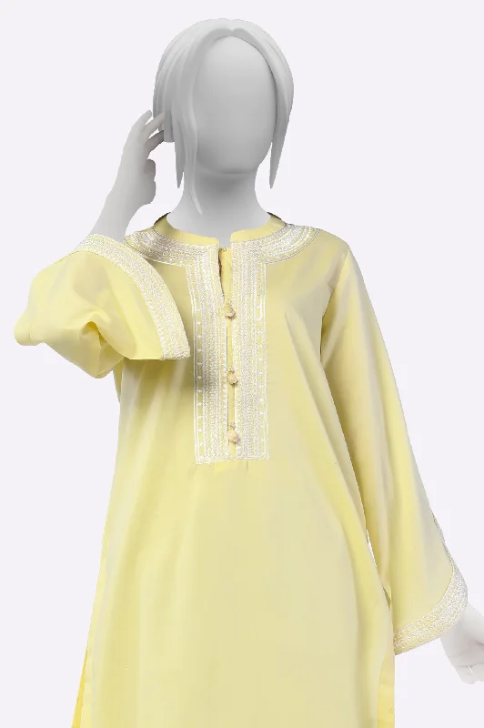 Yellow Embroidered Kurti