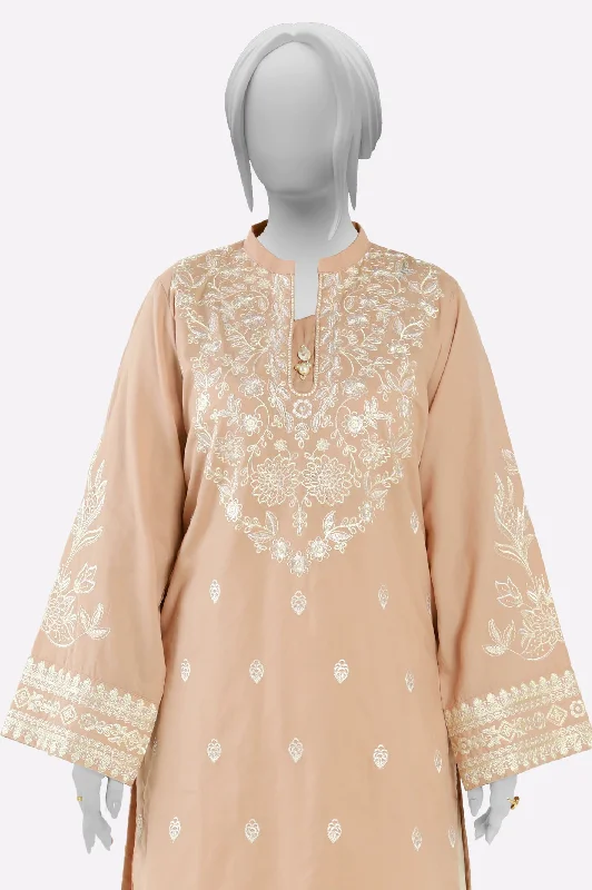 Coffee Embroidered Kurti