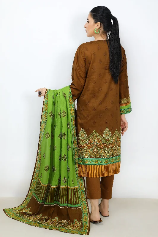 Brown Printed 3PC