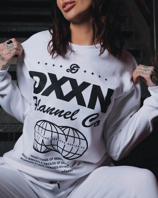 Women's Black Tech Crewneck Sweatshirt - White