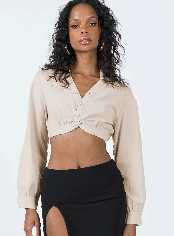 Zaxton Long Sleeve Top Beige