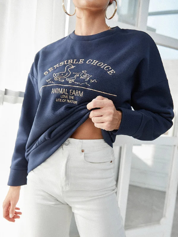 KittenAlarm - Letter Graphic Drop Shoulder Sweatshirt