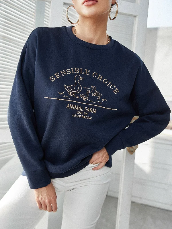 KittenAlarm - Letter Graphic Drop Shoulder Sweatshirt