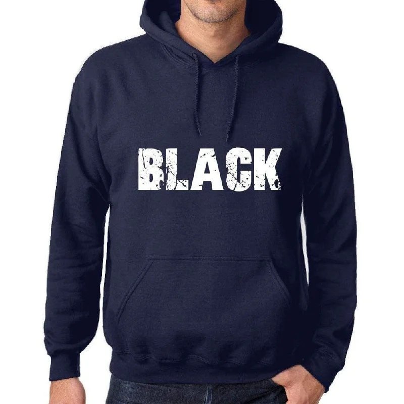 Unisex Printed Graphic Cotton Hoodie Popular Words BLACK French Navy