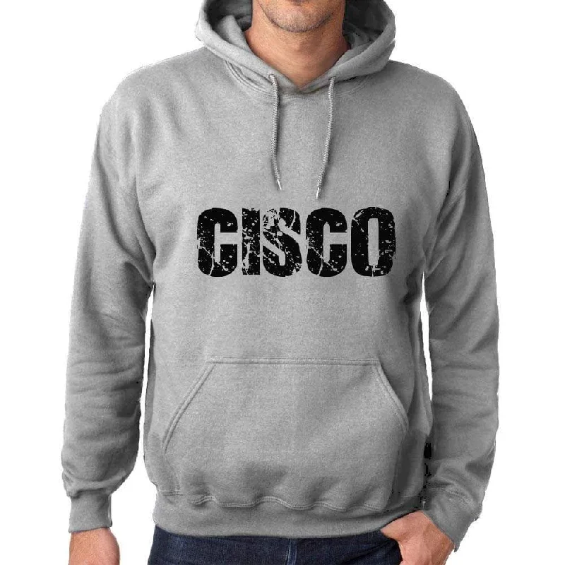 Unisex Printed Graphic Cotton Hoodie Popular Words CISCO Grey Marl