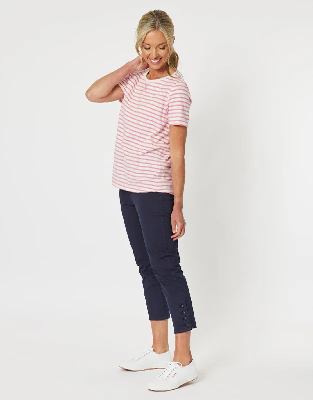 Classic Stripe Tee - Coral