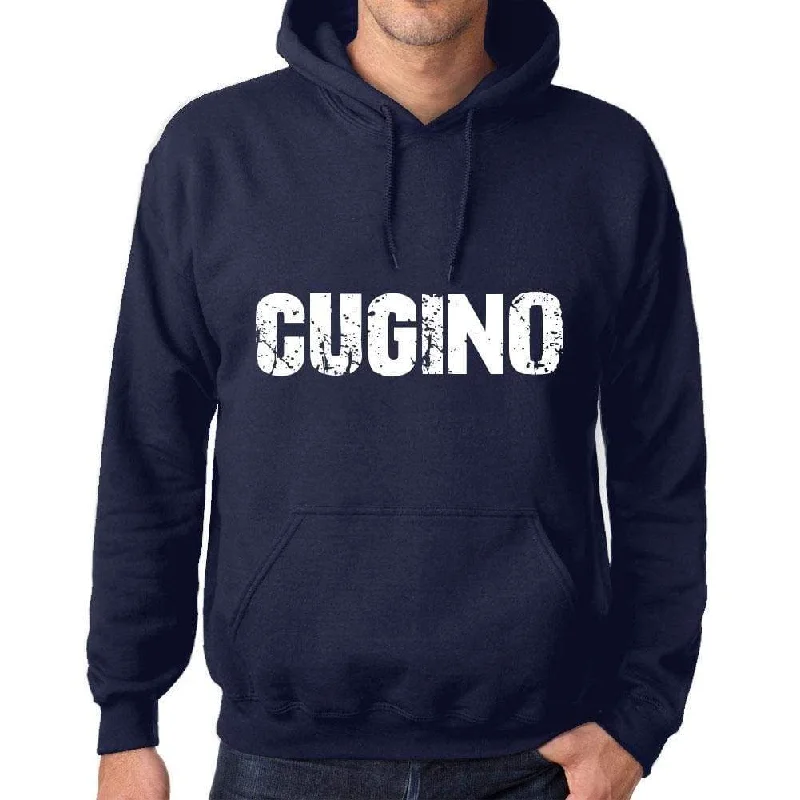 Unisex Printed Graphic Cotton Hoodie Popular Words CUGINO French Navy