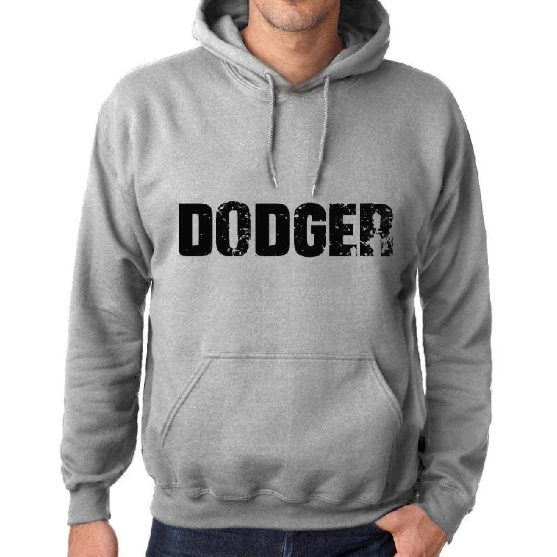 Unisex Printed Graphic Cotton Hoodie Popular Words DODGER Grey Marl